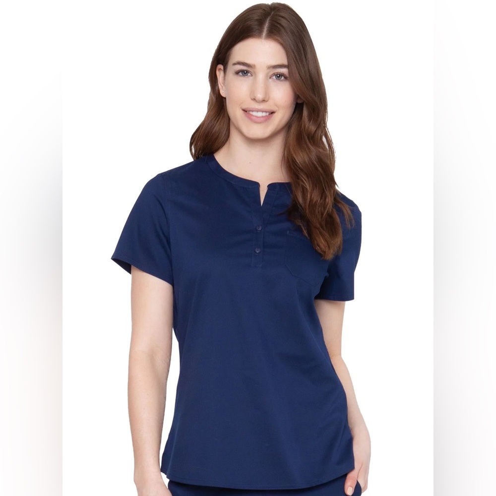 MedCouture Henley style top-Navy Blue